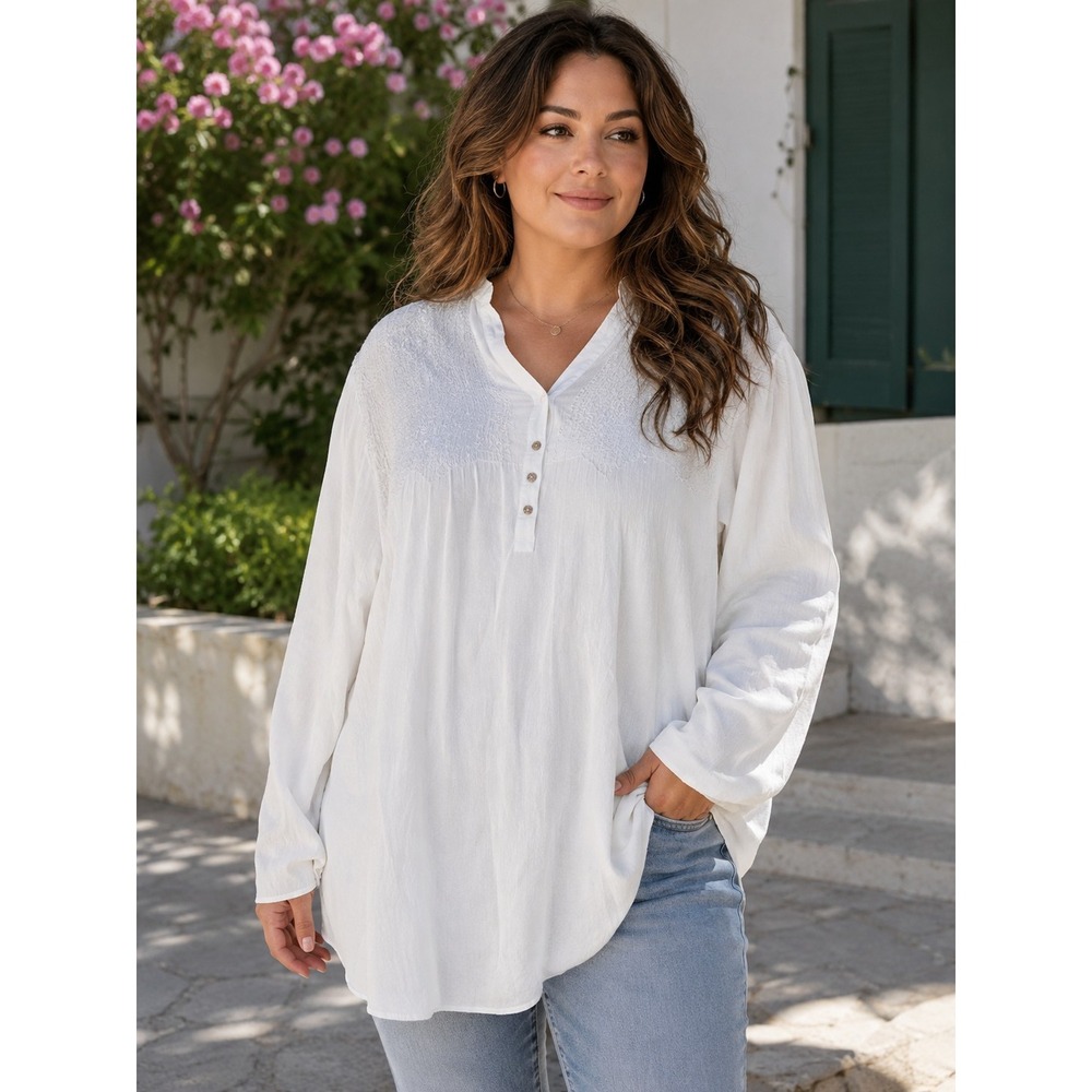 Ateesa Cerulean Charm Off-white Women's 2XL Top‎ NWT -147